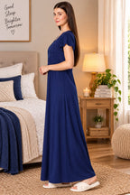 Product Name: Women’s Embroidered Long Nightgown | Comfortable Sleepwear for Women | Full Length Night Dress | Available in XL & XXL