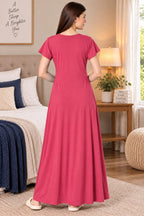 Product Name: Women’s Embroidered Long Nightgown | Comfortable Sleepwear for Women | Full Length Night Dress | Available in XL & XXL
