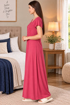 Product Name: Women’s Embroidered Long Nightgown | Comfortable Sleepwear for Women | Full Length Night Dress | Available in XL & XXL