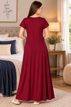 Product Name: Women’s Embroidered Long Nightgown | Comfortable Sleepwear for Women | Full Length Night Dress | Available in XL & XXL