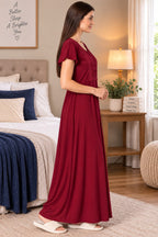 Product Name: Women’s Embroidered Long Nightgown | Comfortable Sleepwear for Women | Full Length Night Dress | Available in XL & XXL
