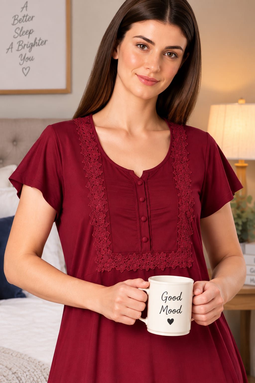 Product Name: Women’s Embroidered Long Nightgown | Comfortable Sleepwear for Women | Full Length Night Dress | Available in XL & XXL