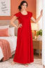 Women’s Embroidered Night Gown with Floral Lace Neckline, Stylish Flutter Sleeves, Soft Comfortable Fabric & Full Length Maxi Design for Sleeping and Loungewear