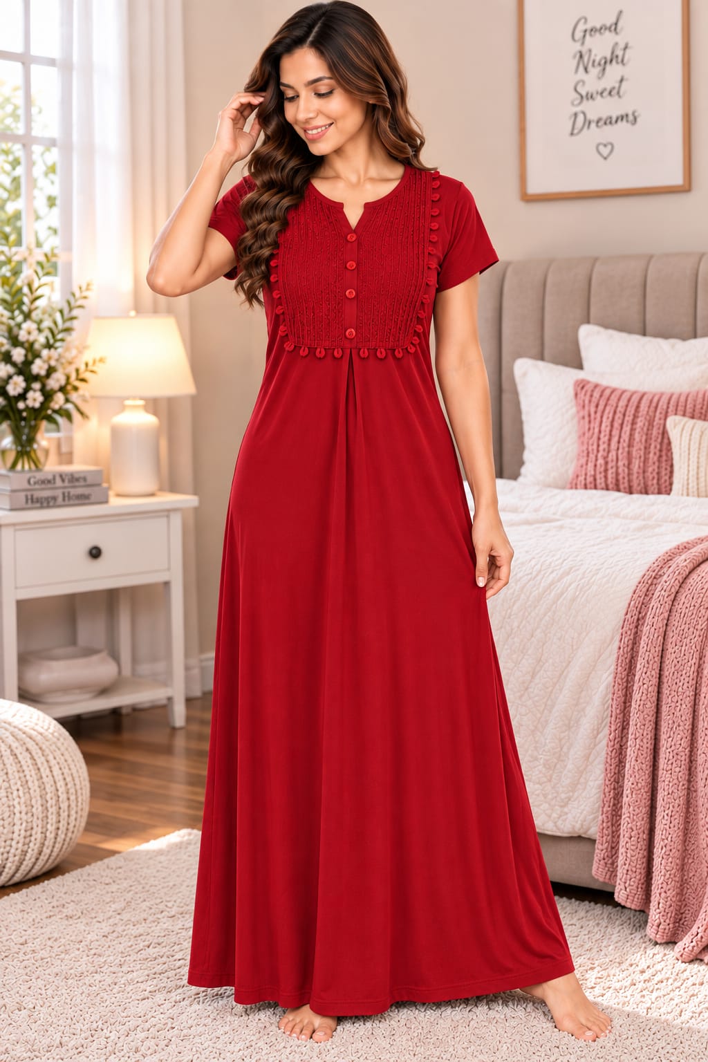 Women’s Premium Embroidered Hosiery Night Gowns