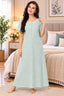 Women’s Floral Printed Embroidered Night Gown with Half Sleeves