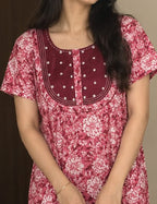 Floral Embroidered Cotton Nighty