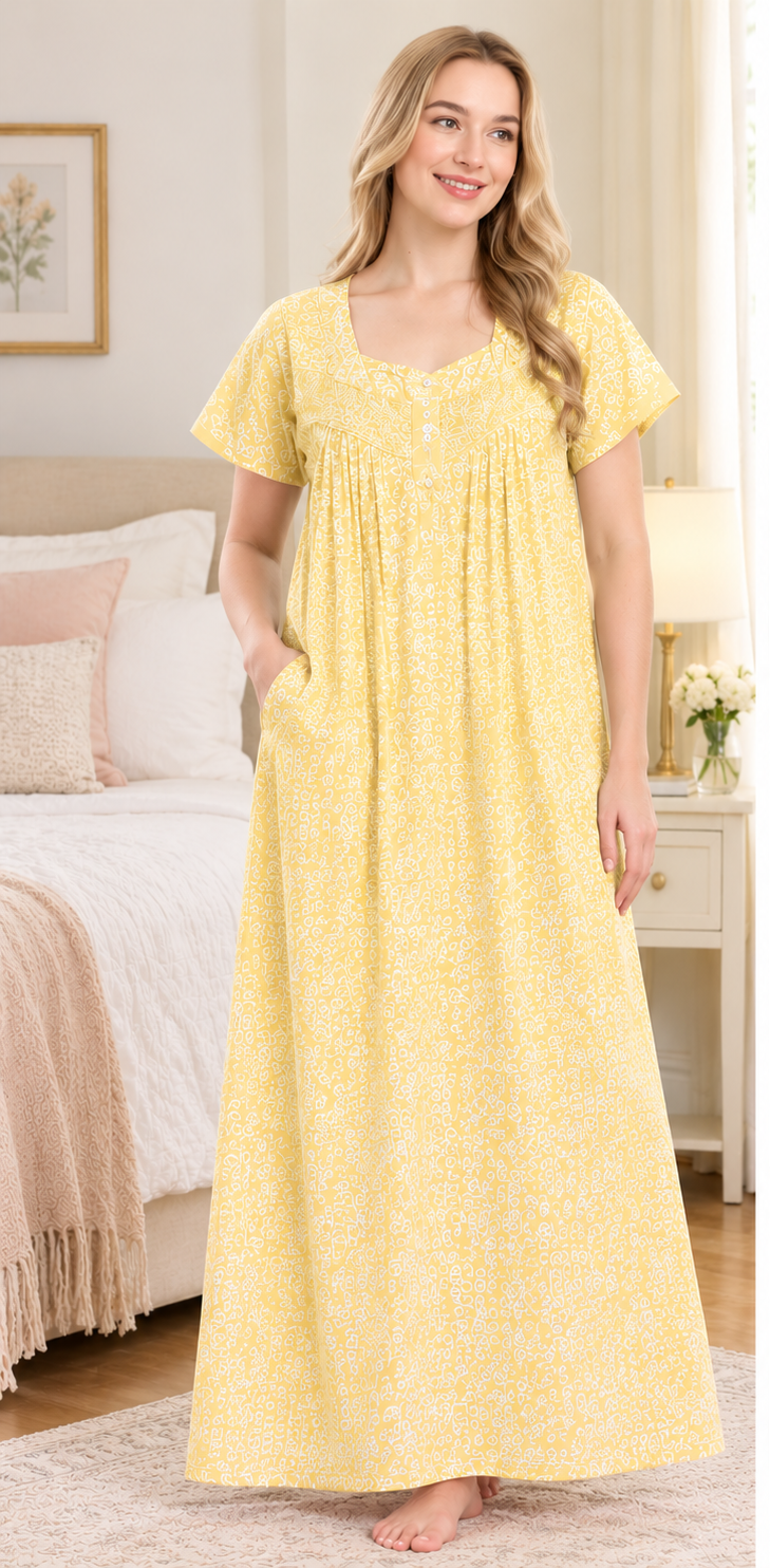 Blossom Cotton Maxi Nighty for Women