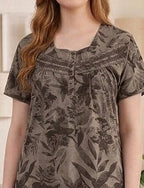 Classic A-Line Yoke Buttoned Lounge Gown