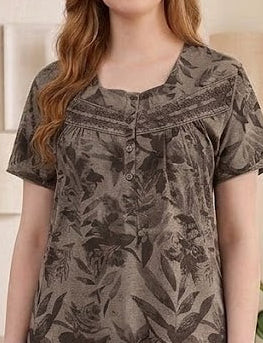 Classic A-Line Yoke Buttoned Lounge Gown
