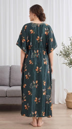 Itanlian Satin Leaf Printed Kaftan