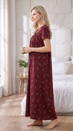 Alpine Comfort Pleated Maxi Nightgown
