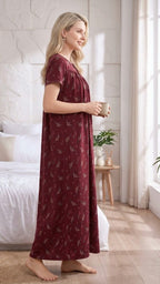 Alpine Comfort Pleated Maxi Nightgown