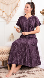 Midnight Abstract Cotton A-Line Nightgown