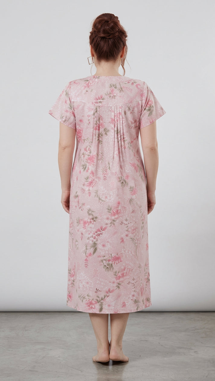 Light Floral Print A-Line Cotton Nighty