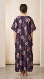 Itanlian Satin Flower Print Kaftan