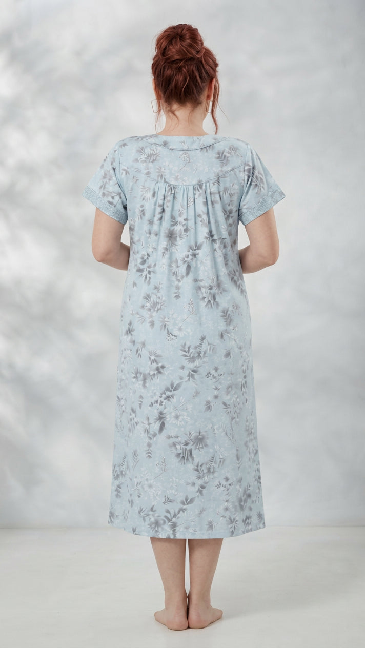 Light Floral Print A-Line Cotton Nighty