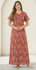 Vintage Floral Short Sleeve Long Lounge Nightdress