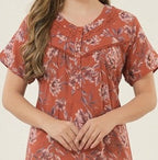 Vintage Floral Short Sleeve Long Lounge Nightdress