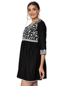 KOI SLEEPWEAR Beautiful Short Embroidered Dress BLACK