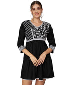 KOI SLEEPWEAR Beautiful Short Embroidered Dress BLACK