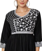 KOI SLEEPWEAR Beautiful Short Embroidered Dress BLACK