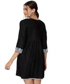 KOI SLEEPWEAR Beautiful Short Embroidered Dress BLACK