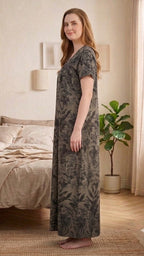 Classic A-Line Yoke Buttoned Lounge Gown