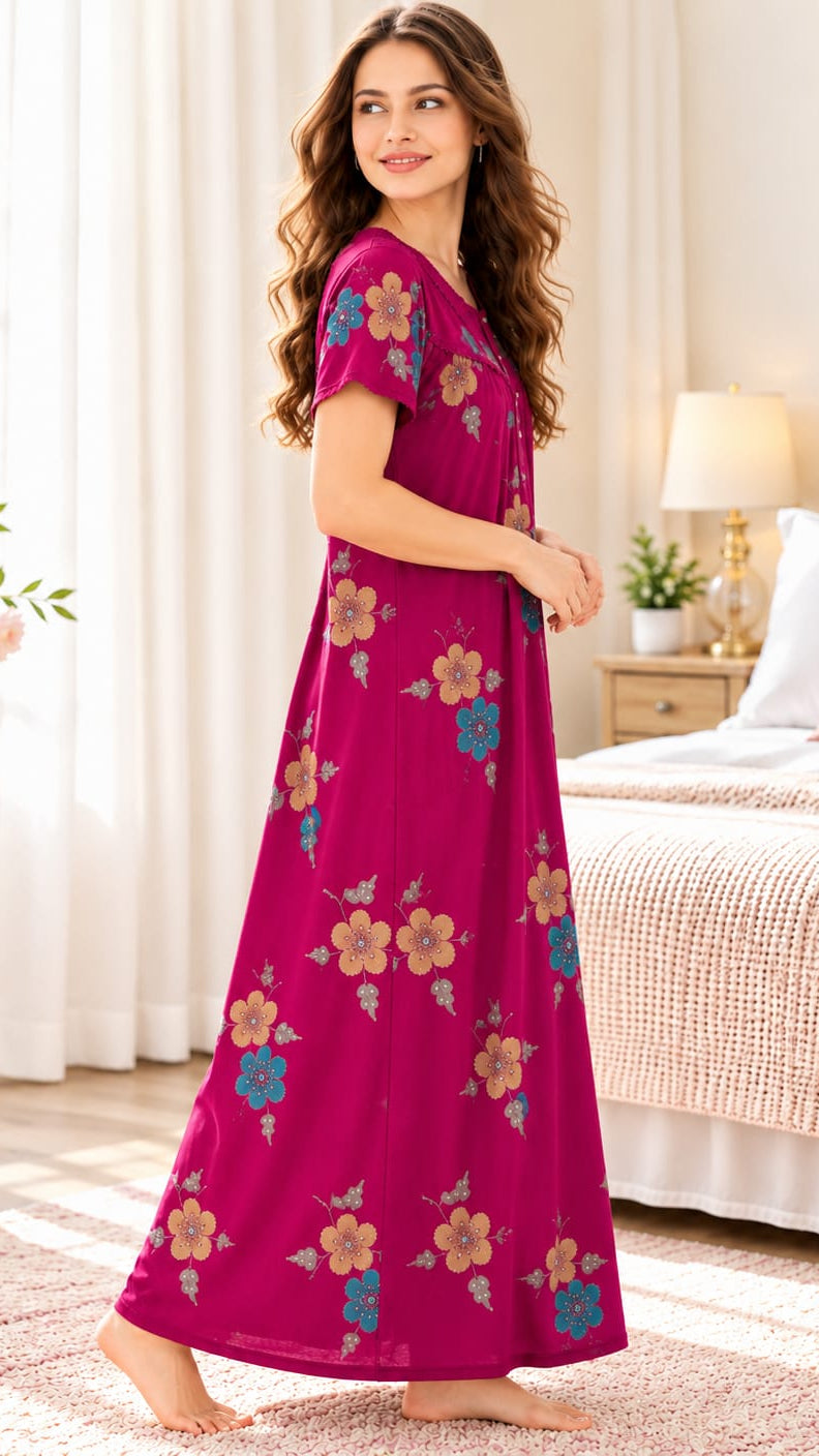 Vintage Alpine Flora Embroidered Long Gown