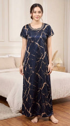 Marble Print Satin Night | Nightgown