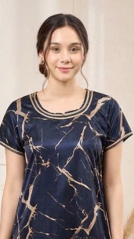 Marble Print Satin Night | Nightgown