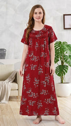 Alpine Plit Embroidered A-Line Floral Nightgown / Maxi Dress