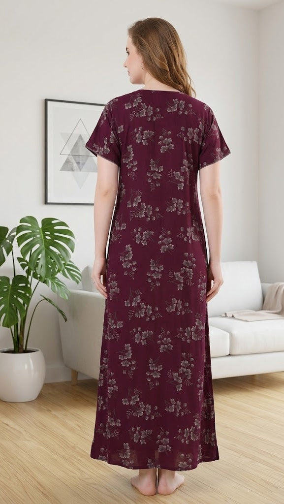 Alpine Plit Embroidered A-Line Floral Nightgown / Maxi Dress
