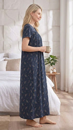 Alpine Comfort Pleated Maxi Nightgown
