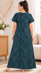 Midnight Abstract Cotton A-Line Nightgown