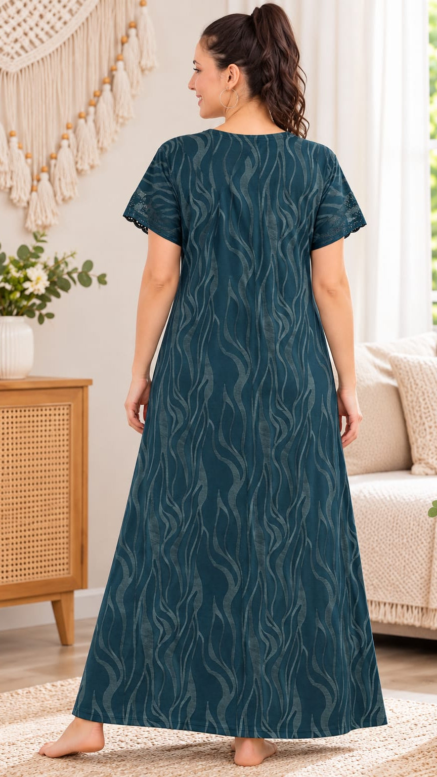 Midnight Abstract Cotton A-Line Nightgown