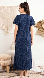 Midnight Abstract Cotton A-Line Nightgown
