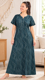 Midnight Abstract Cotton A-Line Nightgown