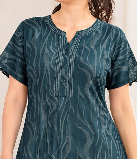 Midnight Abstract Cotton A-Line Nightgown