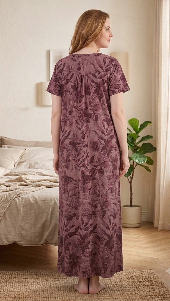 Classic A-Line Yoke Buttoned Lounge Gown