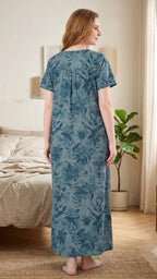 Classic A-Line Yoke Buttoned Lounge Gown