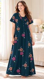 Vintage Alpine Flora Embroidered Long Gown