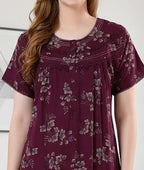 Alpine Plit Embroidered A-Line Floral Nightgown / Maxi Dress