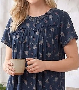 Alpine Comfort Pleated Maxi Nightgown