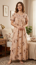 Women’s Floral Print Alpine Pleat Nightgown