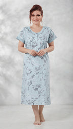 Light Floral Print A-Line Cotton Nighty