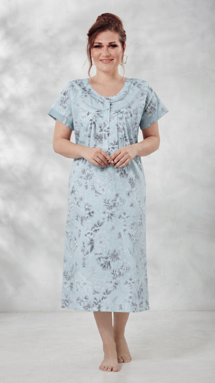Light Floral Print A-Line Cotton Nighty