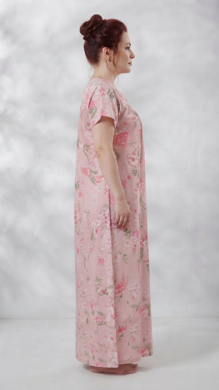 Light Floral Print A-Line Cotton Nighty