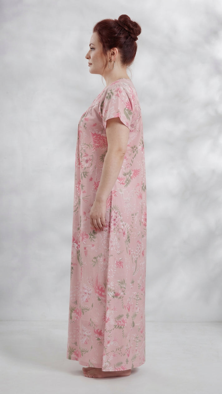 Light Floral Print A-Line Cotton Nighty