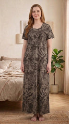 Classic A-Line Yoke Buttoned Lounge Gown