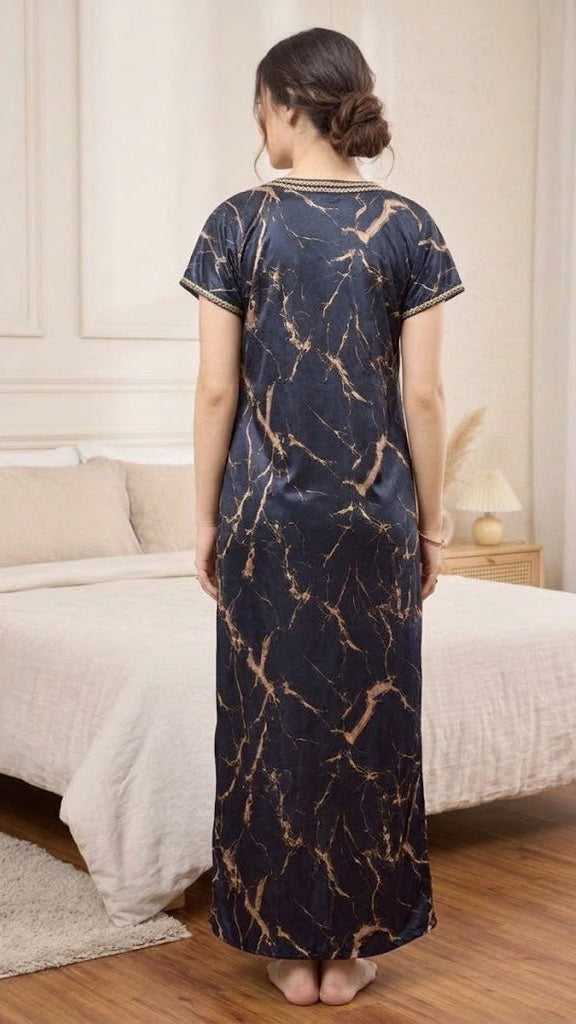 Marble Print Satin Night | Nightgown